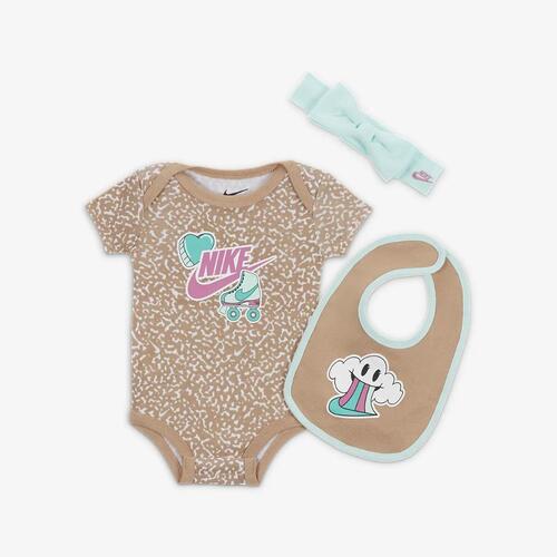 Nike &quot;N is for Nike&quot; 3-Piece Boxed Set Baby 3-Piece Bodysuit Set NN0965-X0L