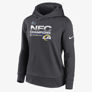 Nike Therma 2021 NFC Champions Trophy Collection (NFL Los Angeles Rams) Women&#039;s Pullover Hoodie NPBH06F95Z-001