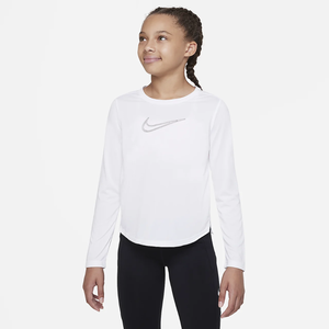 Nike Dri-FIT One Big Kids&#039; (Girls&#039;) Graphic Long-Sleeve Training Top DV3137-100