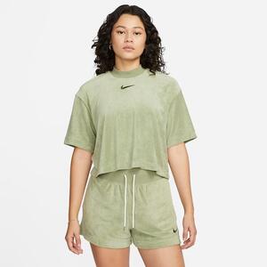 Nike Sportswear Women&#039;s Mock-Neck Short-Sleeve Terry Top DV7832-386