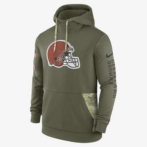 Nike Therma Salute to Service Logo (NFL Cleveland Browns) Men&#039;s Pullover Hoodie NST22DHA28-8UR