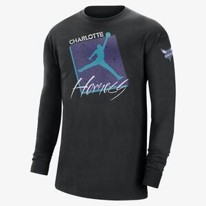 Charlotte Hornets Courtside Statement Edition Men&#039;s Jordan Max90 NBA Long-Sleeve T-Shirt DZ5555-010