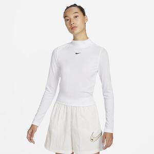 Nike Sportswear Essential Women&#039;s Ribbed Mock-Neck Long-Sleeve Top DV7880-100