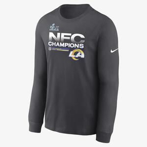 Nike 2021 NFC Champions Trophy Collection (NFL Los Angeles Rams) Men&#039;s Long-Sleeve T-Shirt NPAC06F95Z-001