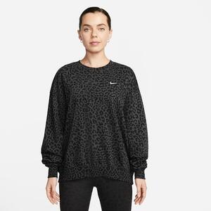 Nike Dri-FIT Get Fit Women&#039;s French Terry Leopard Print Crew-Neck Sweatshirt DX0120-070