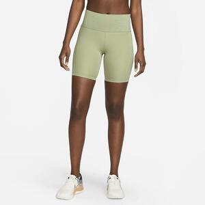 Nike Women&#039;s Tight Mid-Rise Ribbed-Panel Running Shorts with Pockets DX2951-386