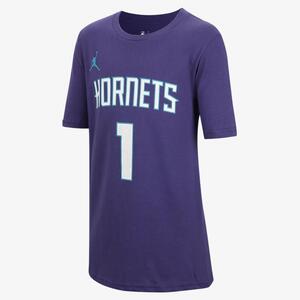 Lamelo Ball Charlotte Hornets Statement Edition Big Kids&#039; (Boys&#039;) Jordan NBA T-Shirt 9YHDC4HOR01-CHA