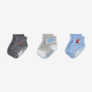 Nike &quot;N is for Nike&quot; Gripper Ankle Socks (3 Pairs) Baby Gripper Socks NN0959-023