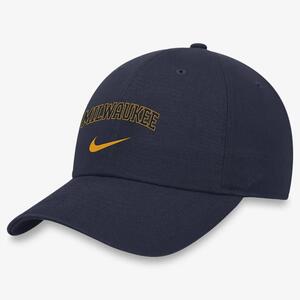 Milwaukee Brewers Heritage86 Wordmark Swoosh Men&#039;s Nike MLB Adjustable Hat NK1241SMZB-WM0