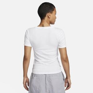 Nike Sportswear Essentials Women&#039;s Ribbed Short-Sleeve Mod Cropped Top FB8276-100