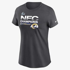 Nike 2021 NFC Champions Trophy Collection (NFL Los Angeles Rams) Women&#039;s T-Shirt NPAF06F95Z-001