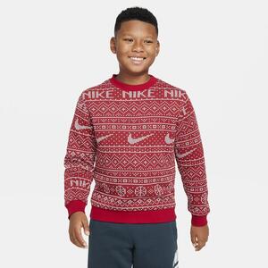 Nike Sportswear Club Fleece Big Kids&#039; Crew-Neck Holiday Sweatshirt FZ2894-687