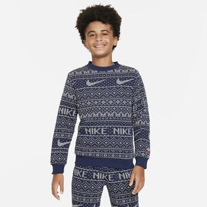 Nike Sportswear Club Fleece Big Kids&#039; Crew-Neck Holiday Sweatshirt FZ2894-410