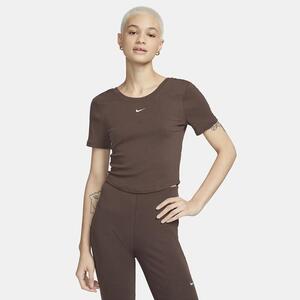 Nike Sportswear Chill Knit Women&#039;s Tight Scoop-Back Short-Sleeve Mini-Rib Top FN3664-237