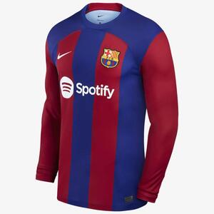 Frenkie de Jong Barcelona 2023/24 Stadium Home Men&#039;s Nike Dri-FIT Soccer Long-Sleeve Jersey NN170257-FCB