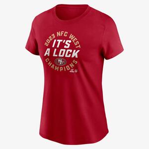 San Francisco 49ers 2023 NFC West Champions Trophy Collection Women&#039;s Nike NFL T-Shirt NPAF6DL73Z-KTR
