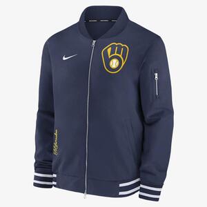 Milwaukee Brewers Authentic Collection Men&#039;s Nike MLB Full-Zip Bomber Jacket 015D11ABMZB-132
