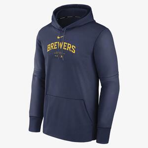 Milwaukee Brewers Authentic Collection Practice Men&#039;s Nike Therma MLB Pullover Hoodie NAC3160NMZB-J37
