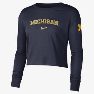 Nike College (Michigan) Women&#039;s Cropped Long-Sleeve T-Shirt DV8717-419