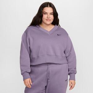 Nike Sportswear Phoenix Fleece Women&#039;s Oversized Cropped V-Neck Top (Plus Size) FN3653-509