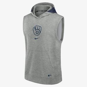 Milwaukee Brewers Authentic Collection Early Work Men’s Nike Dri-FIT MLB Sleeveless Pullover Hoodie 013U019NMZB-J3E