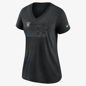 Nike Lockup Split (NFL Las Vegas Raiders) Women&#039;s Mid V-Neck T-Shirt NKFG00A8D-0Z1