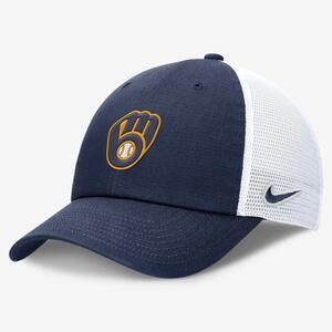 Milwaukee Brewers Evergreen Club Men&#039;s Nike MLB Trucker Adjustable Hat NB03012NMZB-BEE