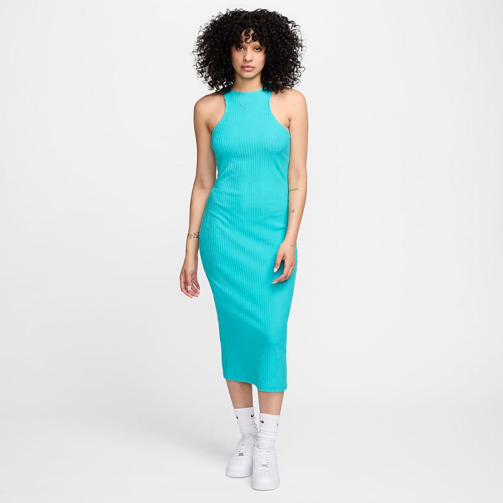 Nike Sportswear Chill Knit Women&#039;s Slim Sleeveless Ribbed Midi Dress FN3679-345