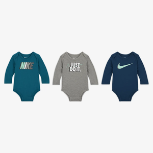 Nike Sportswear Baby (3-9M) Long-Sleeve Bodysuits (3-Pack) 56K265-B9I