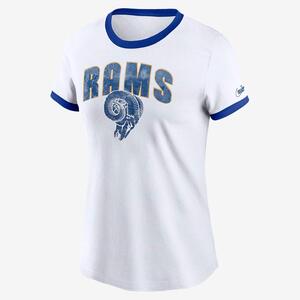 Nike Rewind (NFL Los Angeles Rams) Women&#039;s Ringer T-Shirt 00D0481M9TV-06M