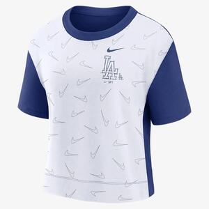 Nike Team Lineup (MLB Los Angeles Dodgers) Women&#039;s Cropped T-Shirt NMMD155NLD-03C