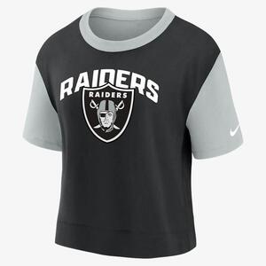 Nike Fashion (NFL Las Vegas Raiders) Women&#039;s High-Hip T-Shirt NKZZ067Y8D-06V