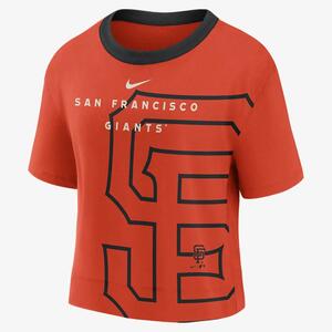 Nike Team First (MLB San Francisco Giants) Women&#039;s Cropped T-Shirt NMMD035NGIA-0LQ