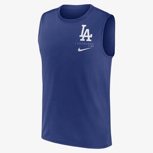 Los Angeles Dodgers Large Logo Men&#039;s Nike Dri-FIT MLB Muscle Tank Top 01B34EWLD-QLD