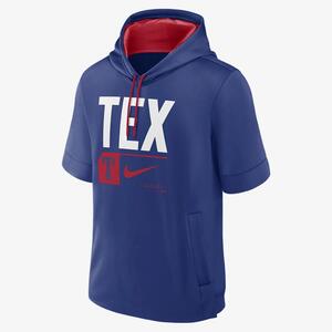 Texas Rangers Tri Code Lockup Men&#039;s Nike MLB Short-Sleeve Pullover Hoodie 01SO199NTER-8NZ