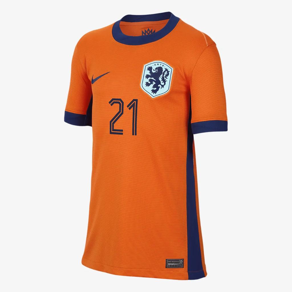 Frenkie de Jong Netherlands National Team 2024 Stadium Home Big Kids&#039; Nike Dri-FIT Soccer Jersey N201351100-NED