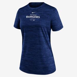 Texas Rangers Authentic Collection Practice Velocity Women&#039;s Nike Dri-FIT MLB T-Shirt 02LQ47XTER-J37