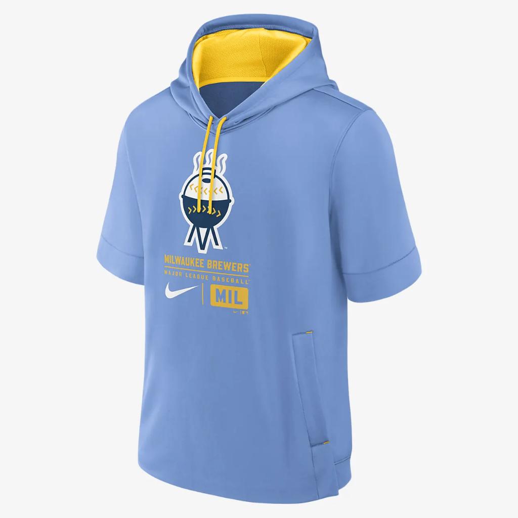 Milwaukee Brewers City Connect Men&#039;s Nike MLB Short-Sleeve Pullover Hoodie 01SO01YQMZB-TQ7
