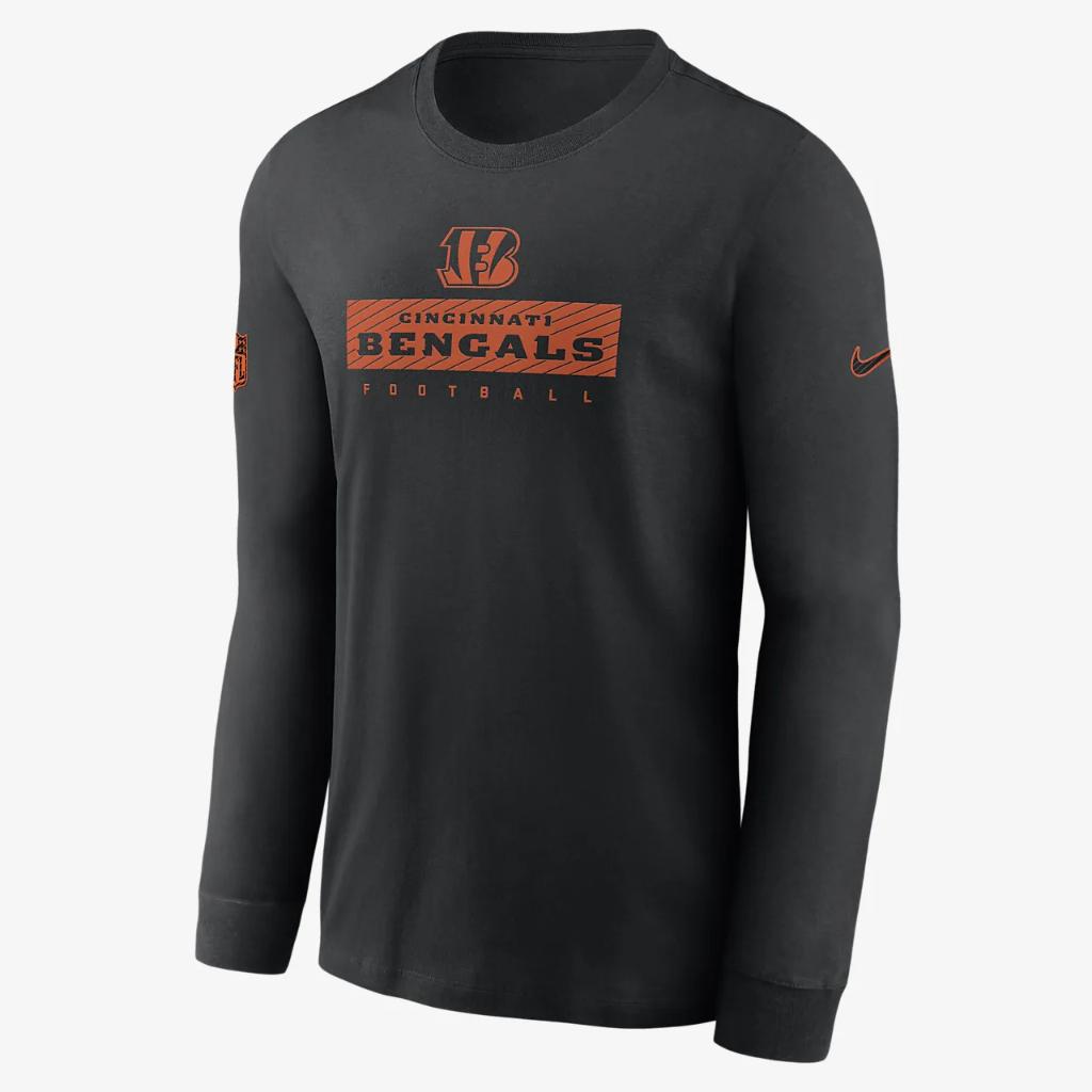 Cincinnati Bengals Sideline Team Issue Men&#039;s Nike Dri-FIT NFL Long-Sleeve T-Shirt 02EW00A9A-L94